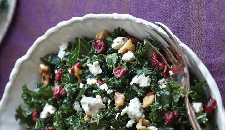 Kale Salad With Cranberry, Feta, and Walnuts