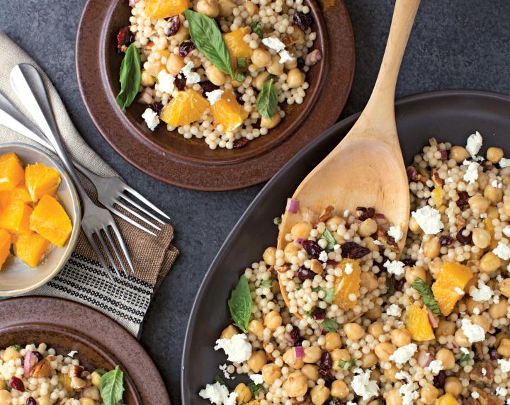 Couscous Salad With Chickpeas, Cranberry, and Feta