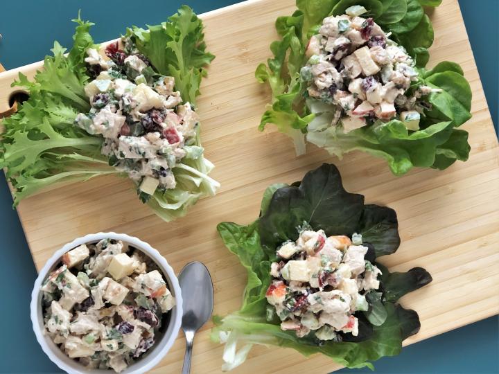 Tangy Turkey Salad in lettuce cups