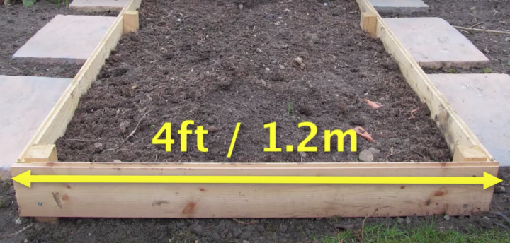 4 feet accross for a raised bed garden