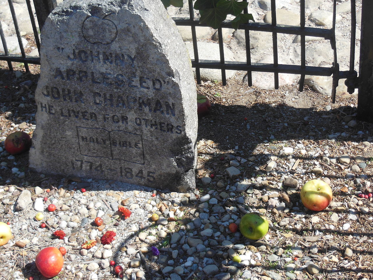 Johnny Appleseed's gravesite at the Johnny Appleseed Memorial Park