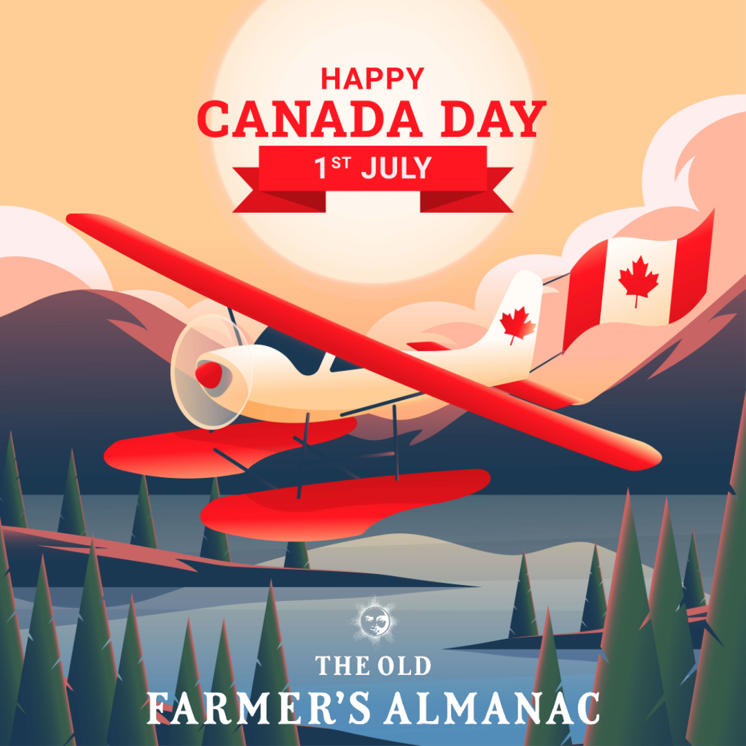 happy canada day, july 1, plane pulling the canadian flag