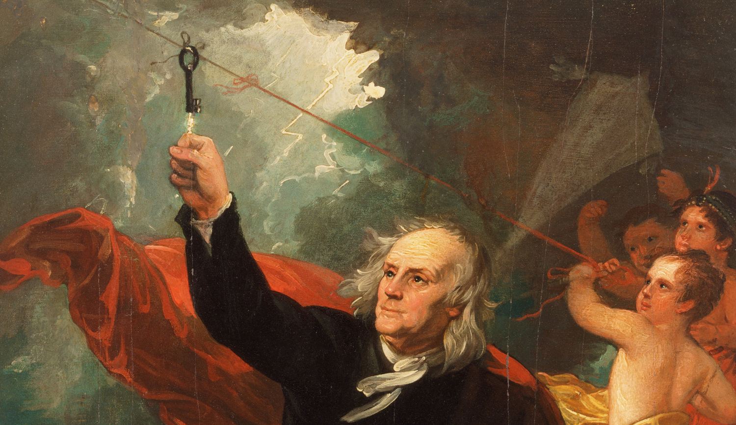 Benjamin Franklin Drawing Electricity from the Sky, a painting by Benjamin West, c. 1805