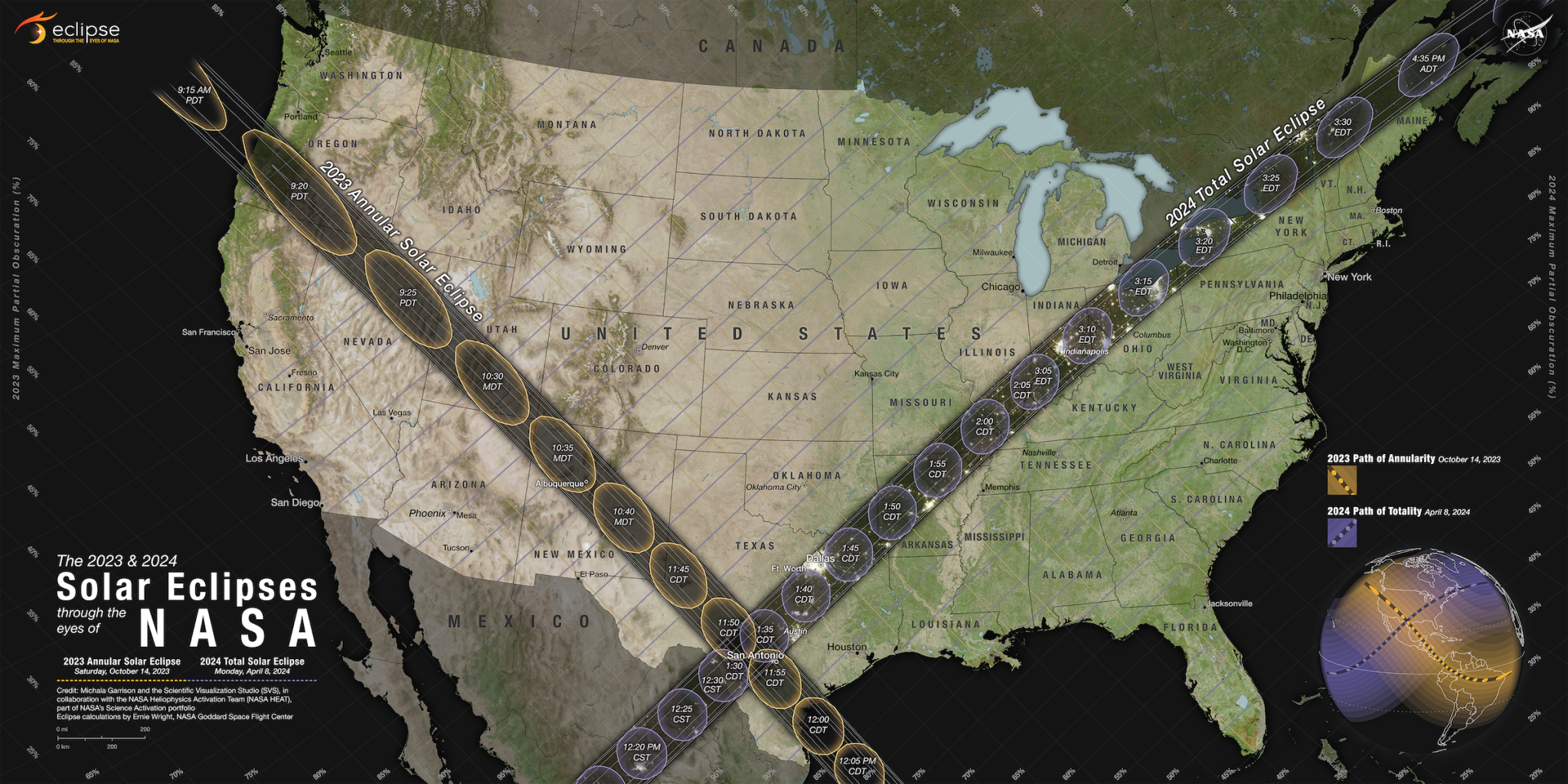 map of the total solar eclipse and annular solar eclipse