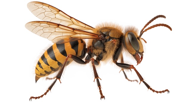 European hornet on a white background