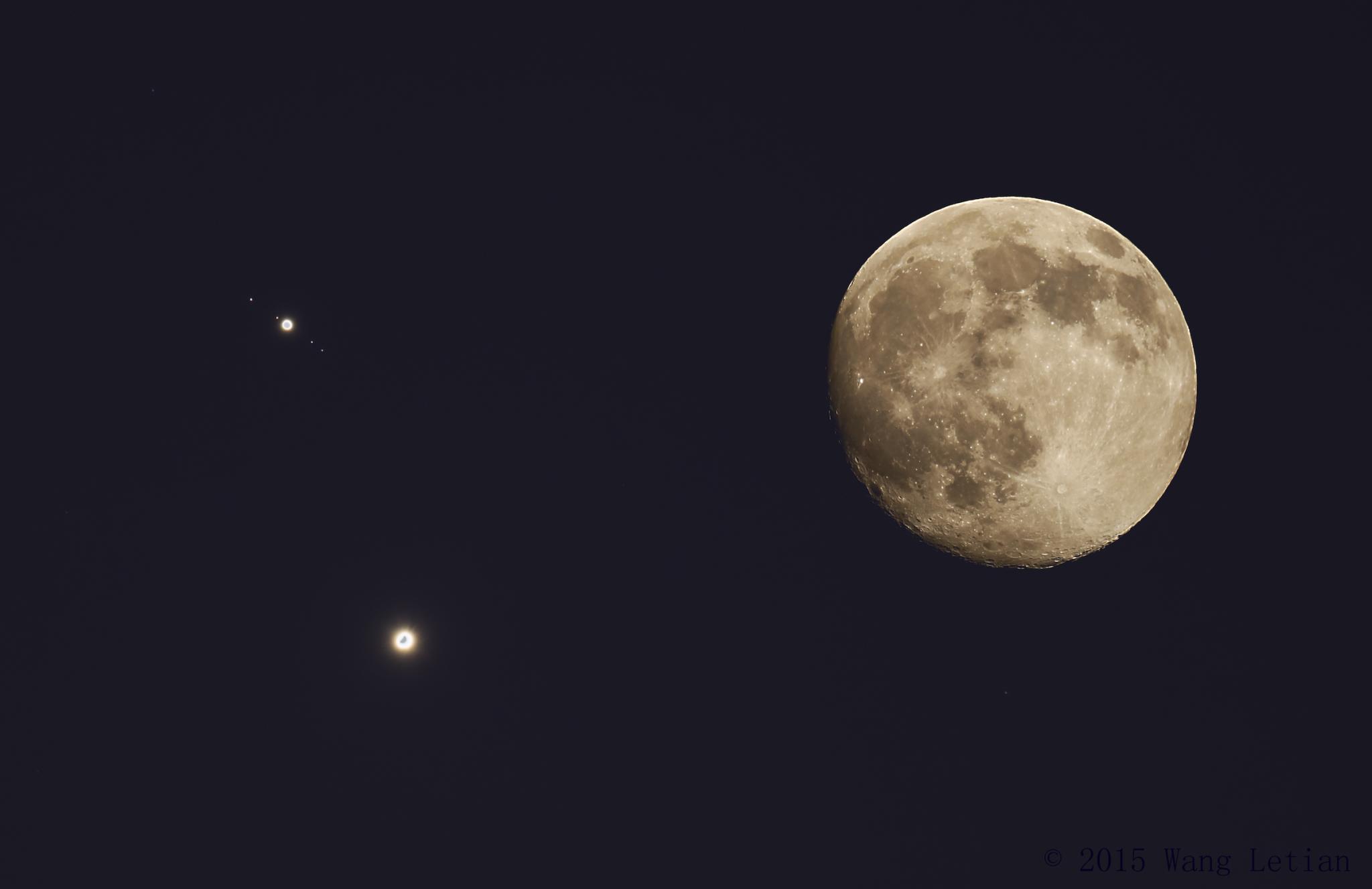 Jupiter Venus and Moon