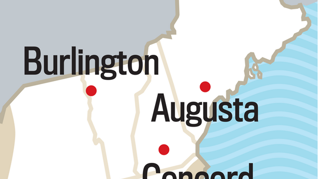 Map of the Northeast Region, shows caribou, burlington, augusta, concord and albany
