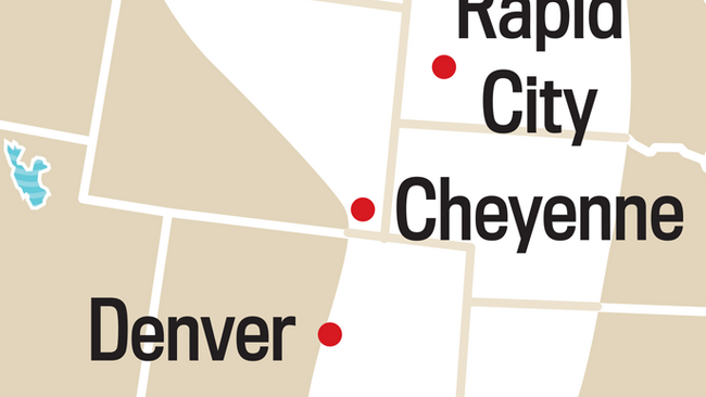 Map of the High Plains Region. Bismarck, Billings, Rapid City, Cheyenne, Denver, Amarillo