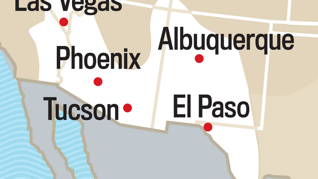 Map of the Desert Southwest Region