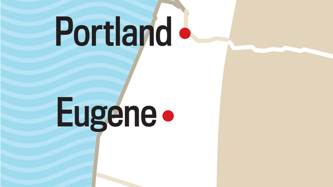 Map of the Pacific Northwest Region. Seattle, Portland, Eugene, Eureka