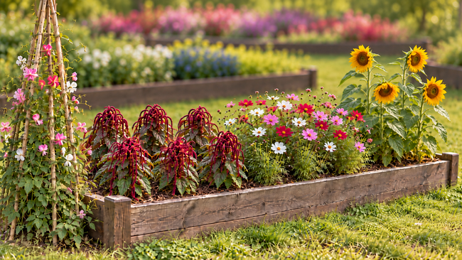 Flowers for a cutting garden in raised beds