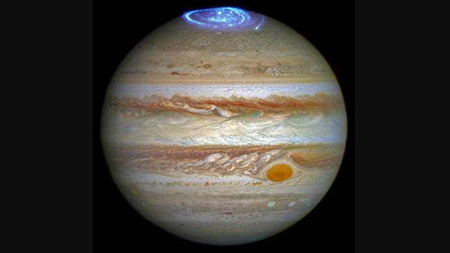 auroras on the giant planet jupiter, red spot on the giant planet