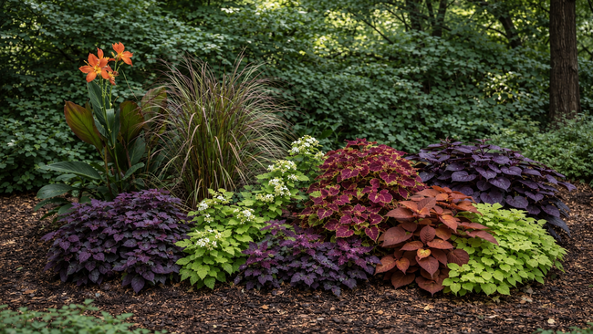 Shade Garden With Colorful Foliage