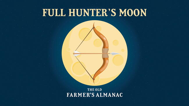 Full Hunter's Moon October Full Moon, Old Farmer's Almanac text
