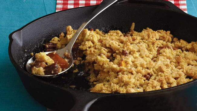 Skillet Peach Pie with "Grated" Piecrust