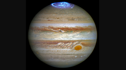auroras on the giant planet jupiter, red spot on the giant planet