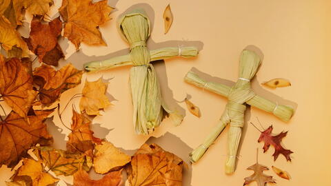 Native American Corn husk doll made out of the corn cobs dried leaves (corn husks)