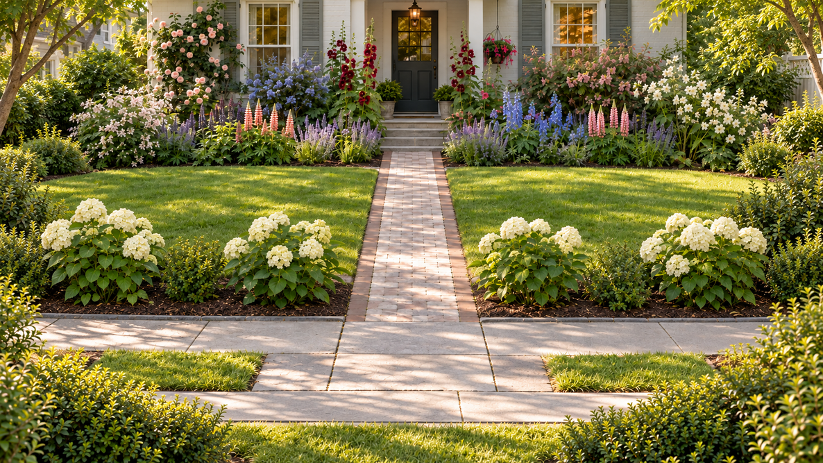 Beautiful garden for front of house and curb appeal