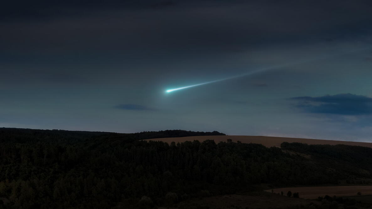 Shooting Star Over Hills