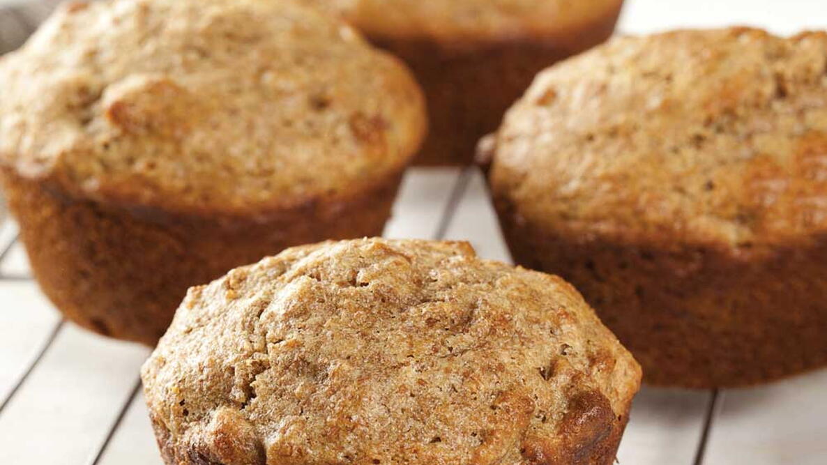 closeup of ginger bran muffins