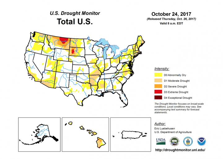 Drought Map by the US Dept. of Agriculture