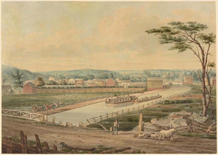 Erie Canal painting by John William Hill, 1829. Image courtesy of the New York Public Library.