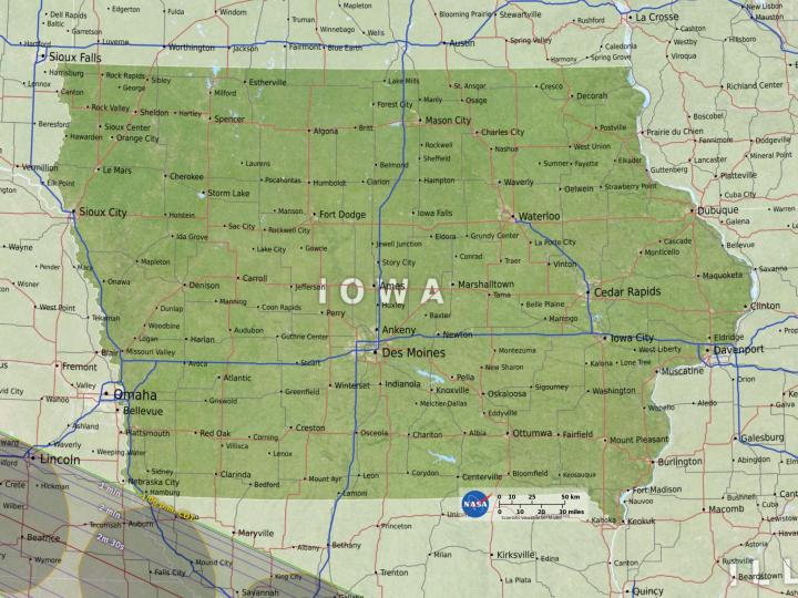 Iowa Eclipse Map by NASA