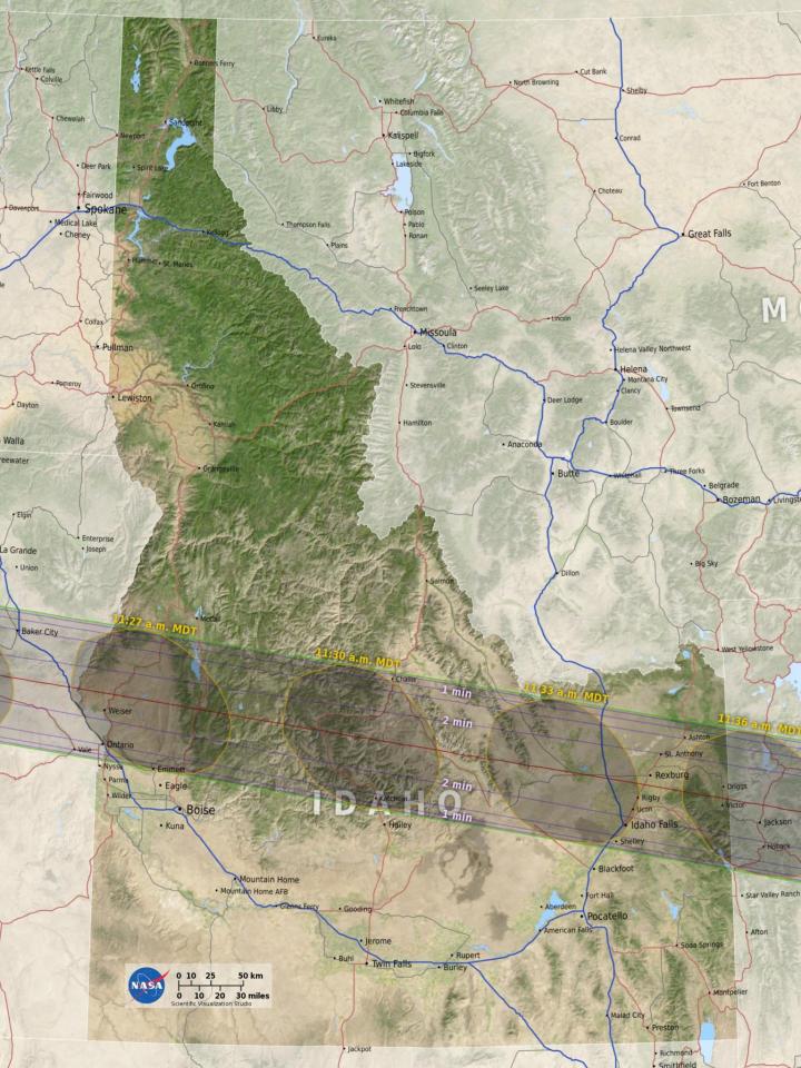 Idaho Eclipse Map by NASA