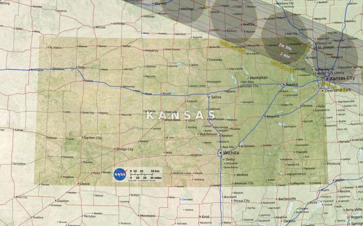 Kansas Eclipse Map by NASA