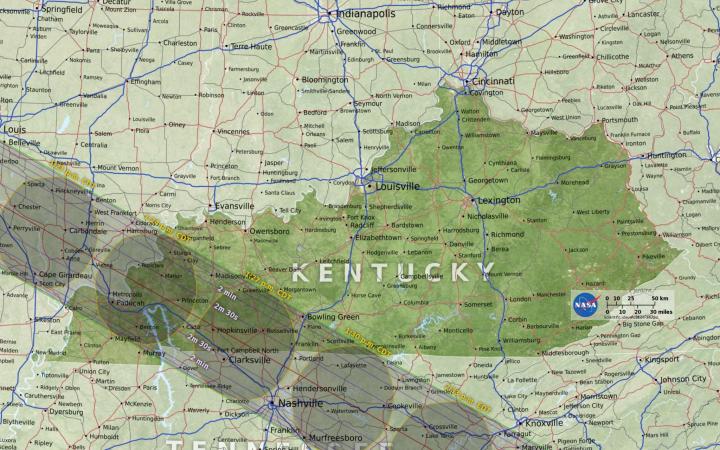 Kentucky eclipse map by NASA