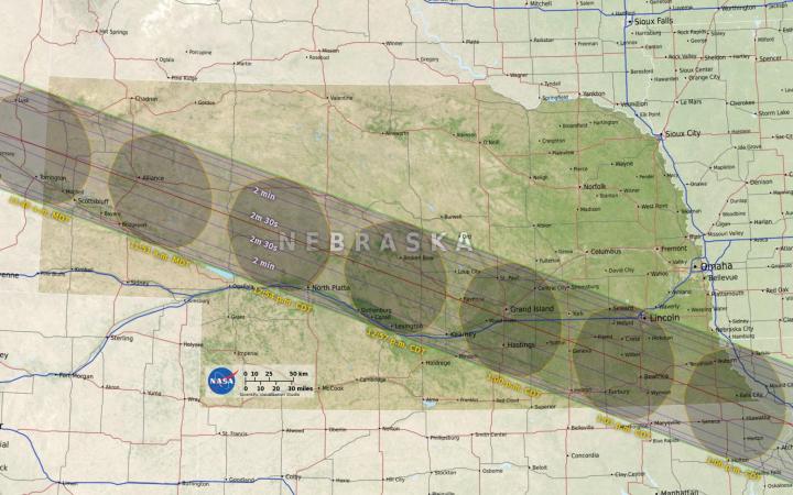 Nebraska Eclipse Map by NASA