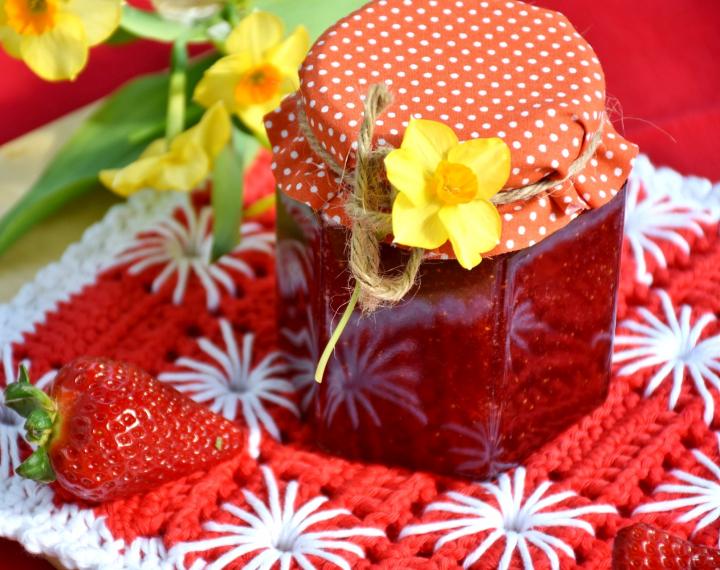 strawberry jam in a jar