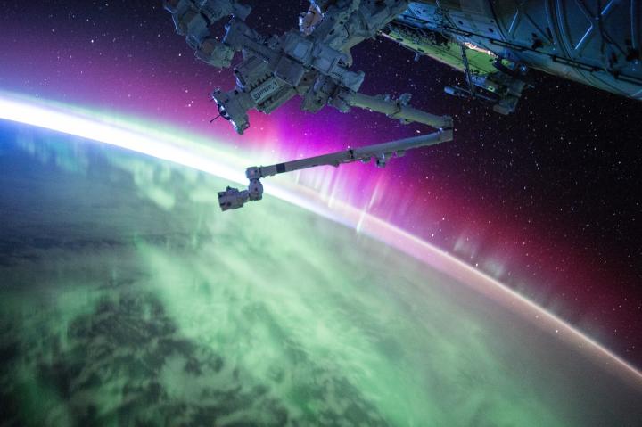 Aurora borealis as seen from the International Space Station (ISS)