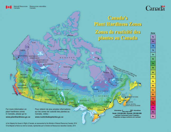 Natural Resources Canada Plant Hardiness Zones Map, 2014.