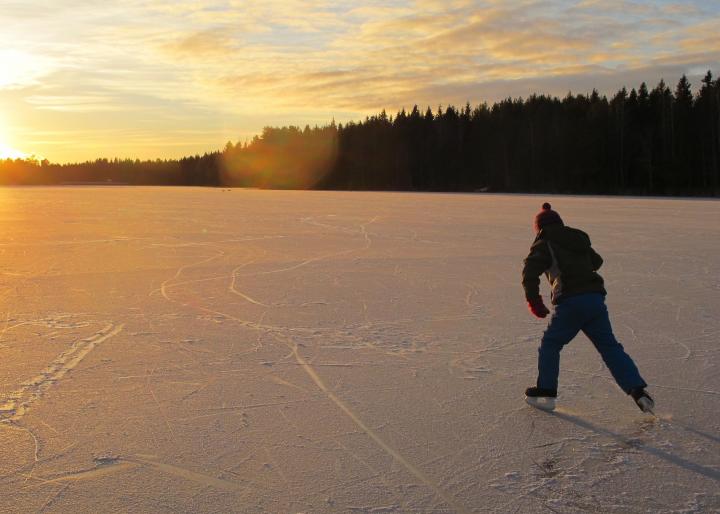 ice skating at sunset