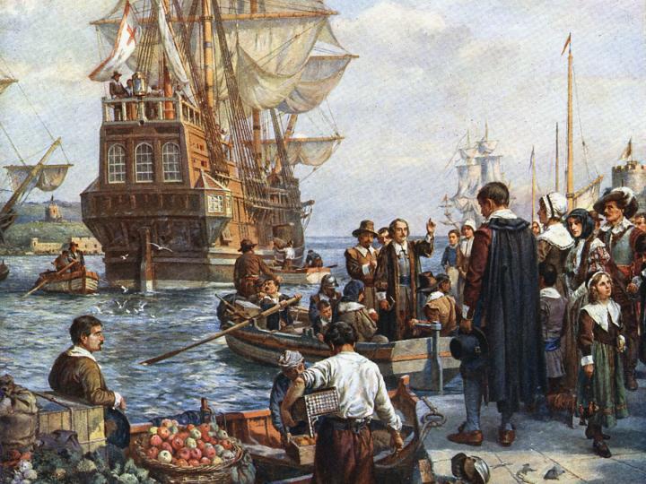 Mayflower pilgrims. Image by Photos.com/Getty Images